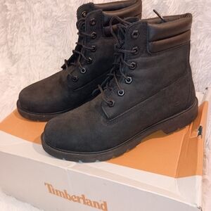 Timberland Black Leather Lace-Up Boots